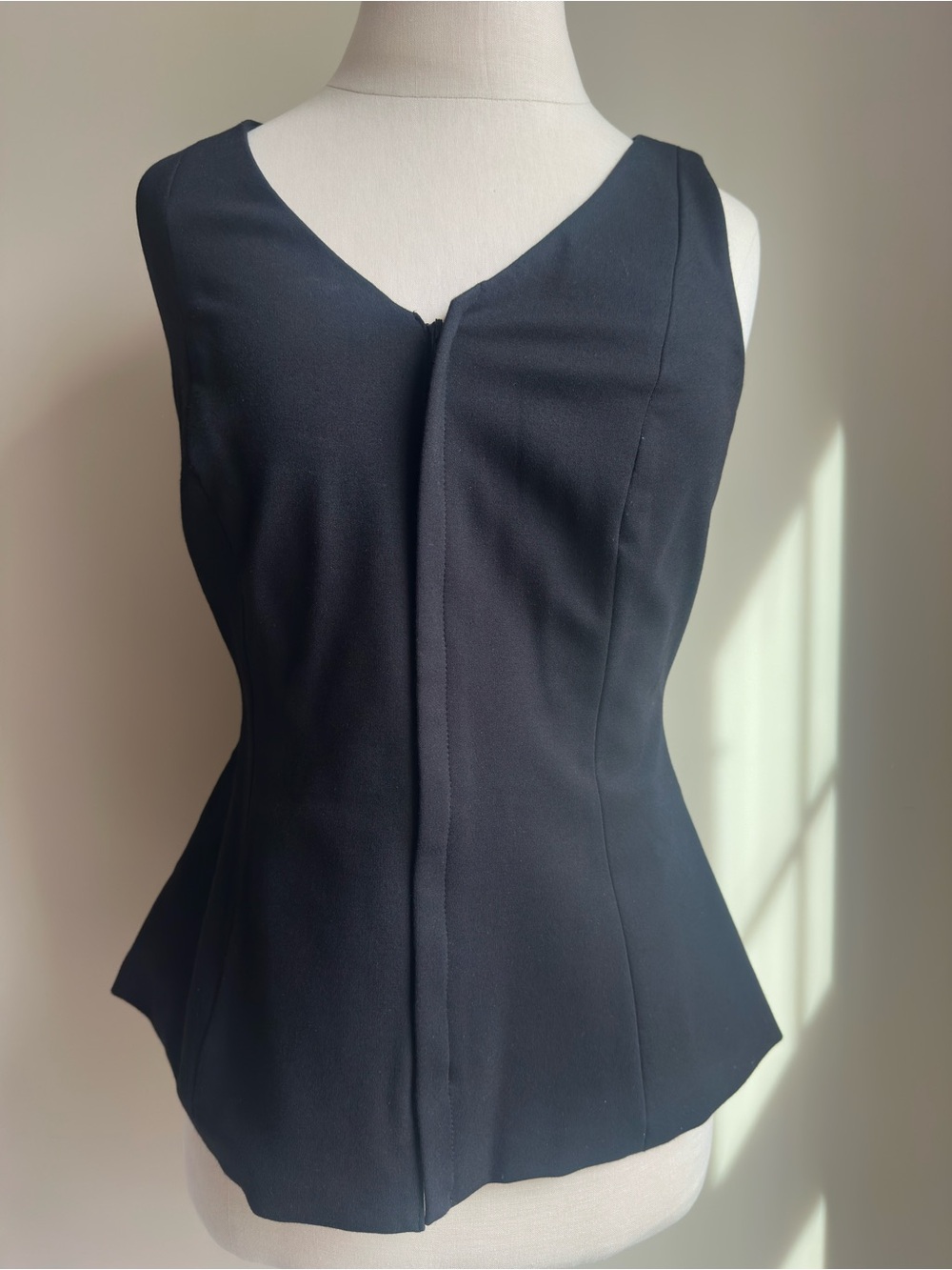 White House Black Market Black V-Neck Peplum Shell